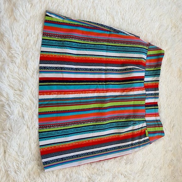 THree Dots Skort Womens Size 4 Multicolor Swing Y2K Stripe Pull On Skirt 13148 - Picture 3 of 11